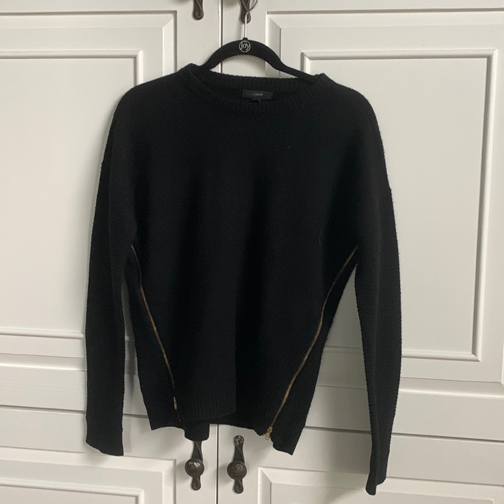 Black jcrew sweater with zippers on side